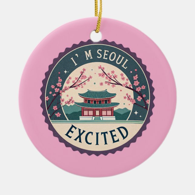 Seoul Sisters Korea Travel Memory Ceramic Ornament (Front)