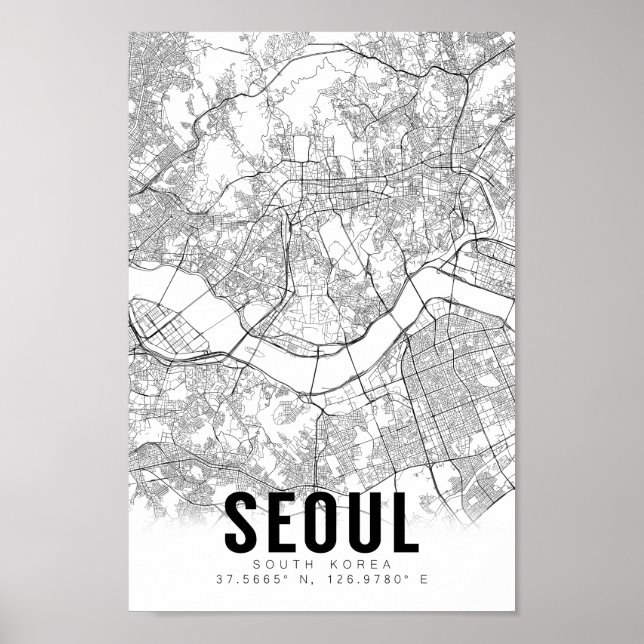 Seoul South Korea 서울 Minimalist Map Art Poster (Front)