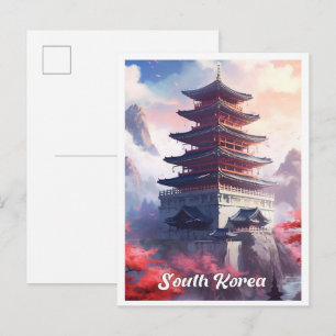 Seoul South Korea Art Vintage Travel Illustration Postcard