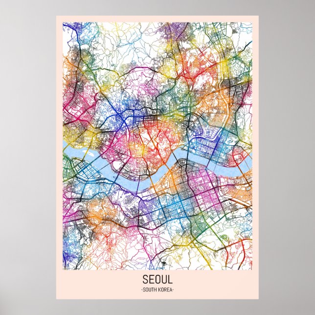 Seoul South Korea City Map Poster (Front)