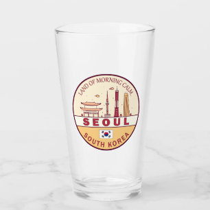 Seoul South Korea City Skyline Emblem Glass