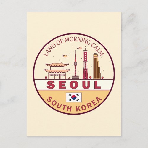Seoul South Korea City Skyline Emblem Postcard