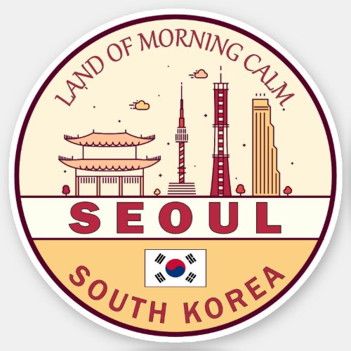 Seoul South Korea City Skyline Emblem Sticker