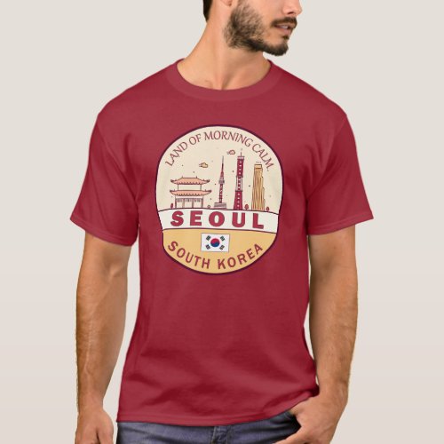 Seoul South Korea City Skyline Emblem T_Shirt