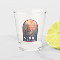 Seoul South Korea Illustration Art Vintage Badge