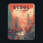 Seoul South Korea Illustration Art Vintage Magnet<br><div class="desc">Seoul illustration design with a manga art style. Seoul,  the capital of South Korea,  is a huge metropolis where modern skyscrapers,  high-tech subways and pop culture meet Buddhist temples,  palaces and street markets.</div>