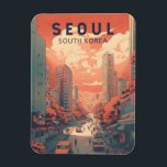 Seoul South Korea Illustration Art Vintage Magnet<br><div class="desc">Seoul illustration design with a manga art style. Seoul,  the capital of South Korea,  is a huge metropolis where modern skyscrapers,  high-tech subways and pop culture meet Buddhist temples,  palaces and street markets.</div>