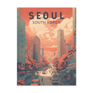 Seoul South Korea Illustration Art Vintage Postcard