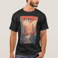 Seoul South Korea Illustration Art Vintage T-Shirt