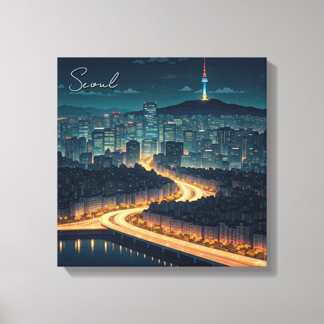 Seoul South Korea Night view Canvas Print (Front)