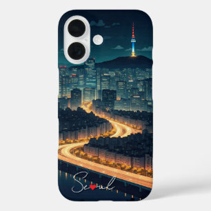 Seoul South Korea Night view iPhone 16 Case
