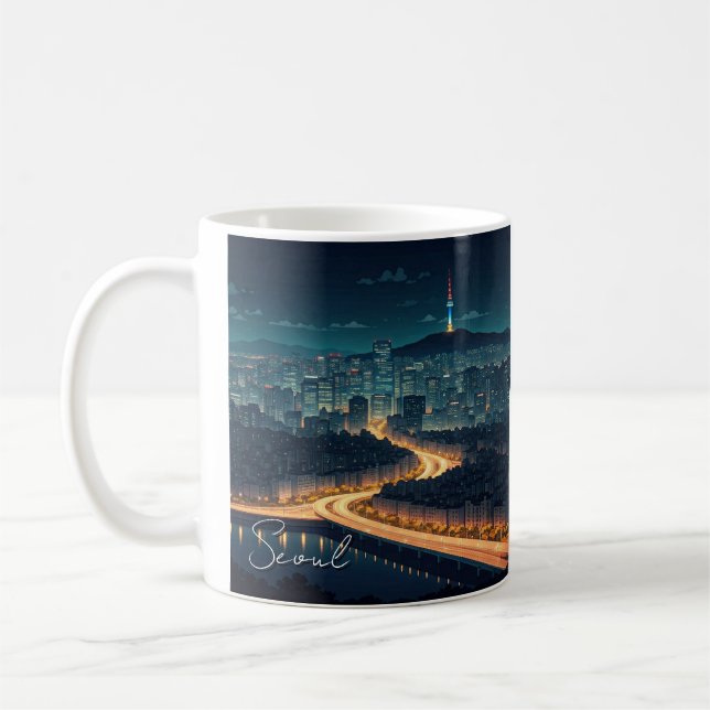 Seoul South Korea Night view Coffee Mug (Left)