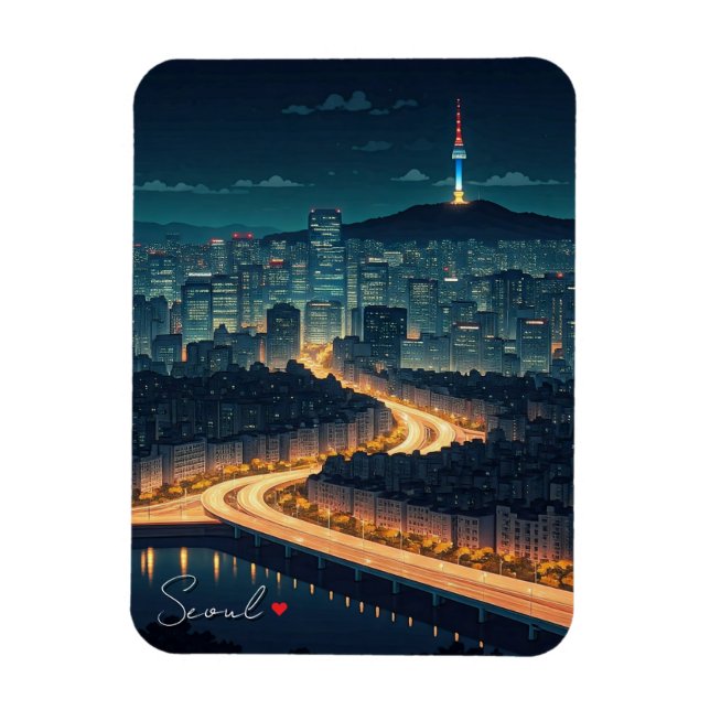 Seoul South Korea Night view Magnet (Vertical)