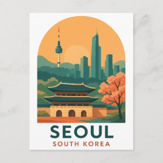 Seoul South Korea Postcard – Vintage Travel Art