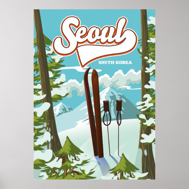 Seoul South Korea ski travel poster (Front)
