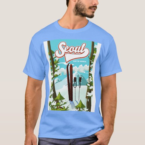 Seoul South Korea ski travel poster T_Shirt