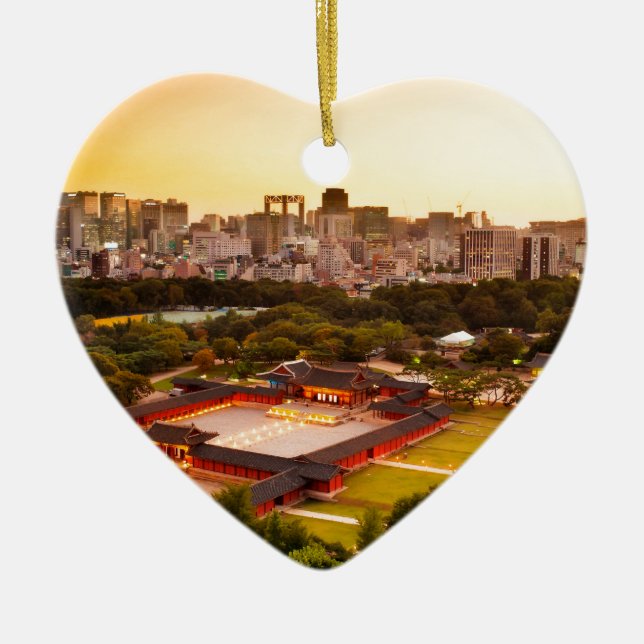 Seoul South Korea Skyline Ceramic Ornament (Front)