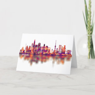 Seoul South Korea Skyline Holiday Card