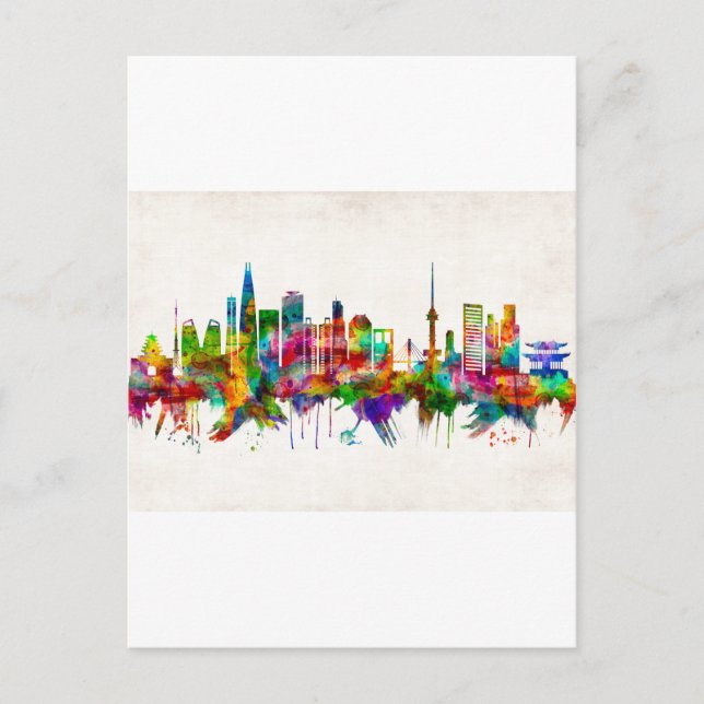 Seoul South Korea Skyline Holiday Postcard (Front)