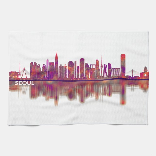 Seoul South Korea Skyline Kitchen Towel (Horizontal)