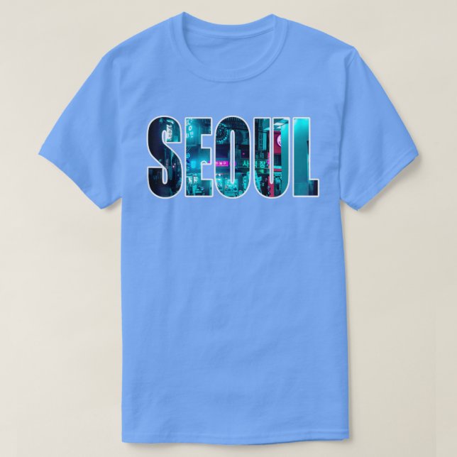 Seoul South Korea Skyline Korean City by Night Tet T-Shirt (Design Front)