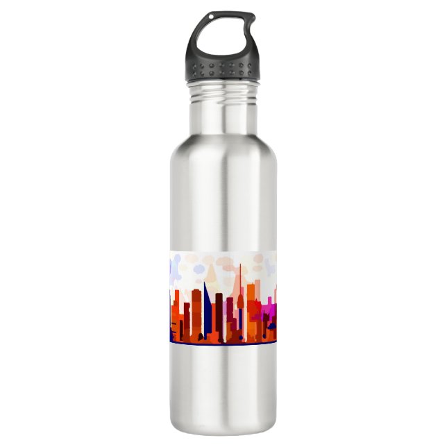 Seoul South Korea Skyline Stainless Steel Water Bottle (Front)