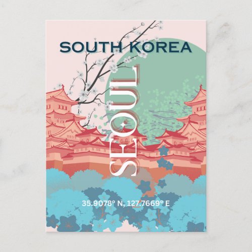 Seoul South Korea Travel Art Holiday Postcard