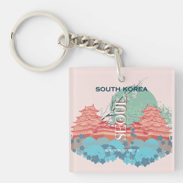 Seoul South Korea Travel Art Keychain (Front)