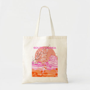 Seoul South Korea Travel Art, Pink Tote Bag