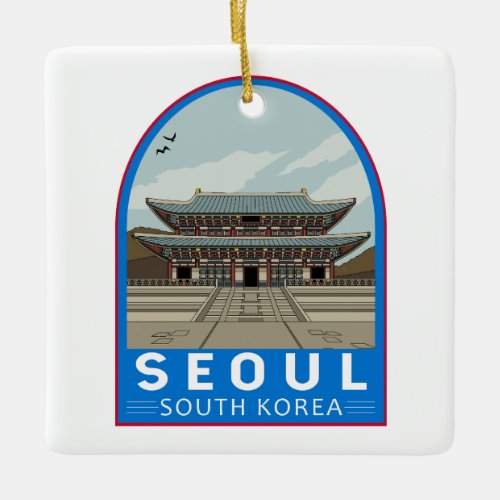 Seoul South Korea Travel Art Vintage Ceramic Ornament
