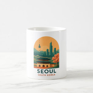 Seoul South Korea – Vintage Travel Art, Minimalist Coffee Mug