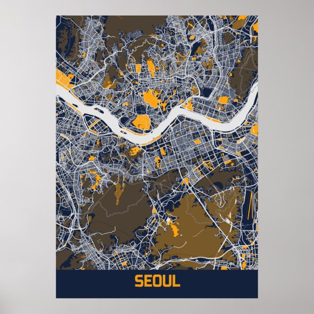 Seoul - South Korean Bluefresh City Map Poster (Front)