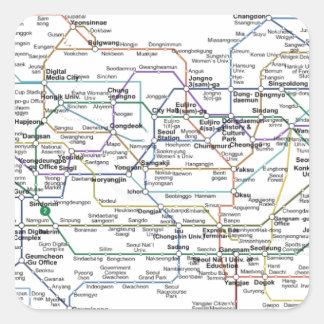 Seoul Subway Map Square Sticker