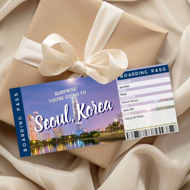Seoul Surprise Trip Boarding Pass Gift Ticket Card (Korea Travel Reveal Boarding Pass)