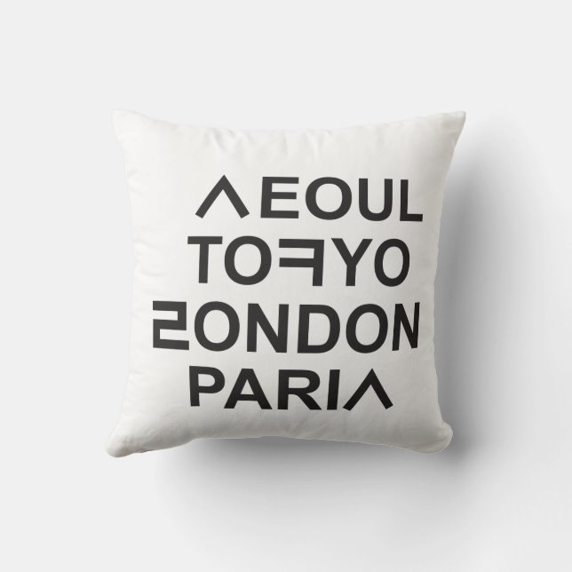 SEOUL TOKYO LONDON PARIS THROW PILLOW (Back)