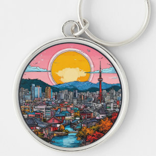 Seoul Vibrant Urban Skyline Keychain