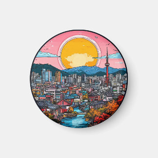 Seoul Vibrant Urban Skyline Magnet
