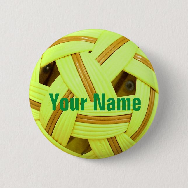 Sepak Takraw ball Yellow Sports Button (Front)