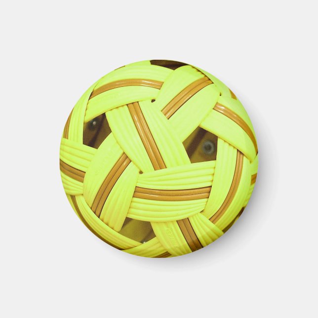 Sepak Takraw ball Yellow Sports Magnet (Front)