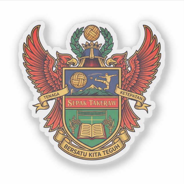 Sepak Takraw - heraldry style logo Sticker (Front)
