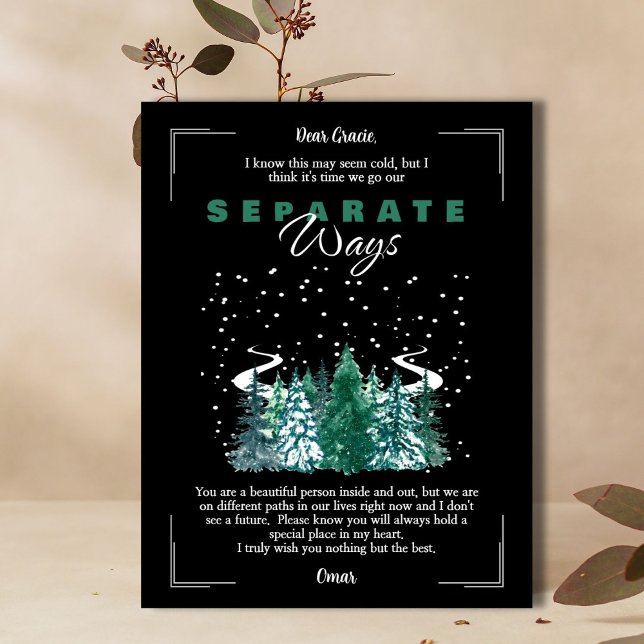 Separate Ways Breakup Card (A perfect relationship card when you know it's time to go your separate ways)