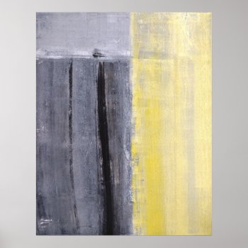 'separated' Grey And Yellow Abstract Art Poster by T30Gallery at Zazzle