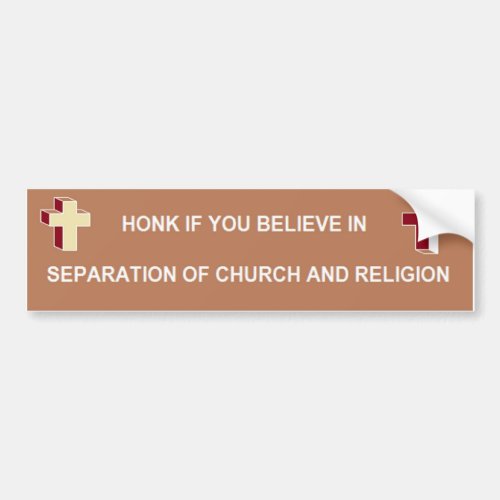 Separation of Church and Religion Bumper Sticker