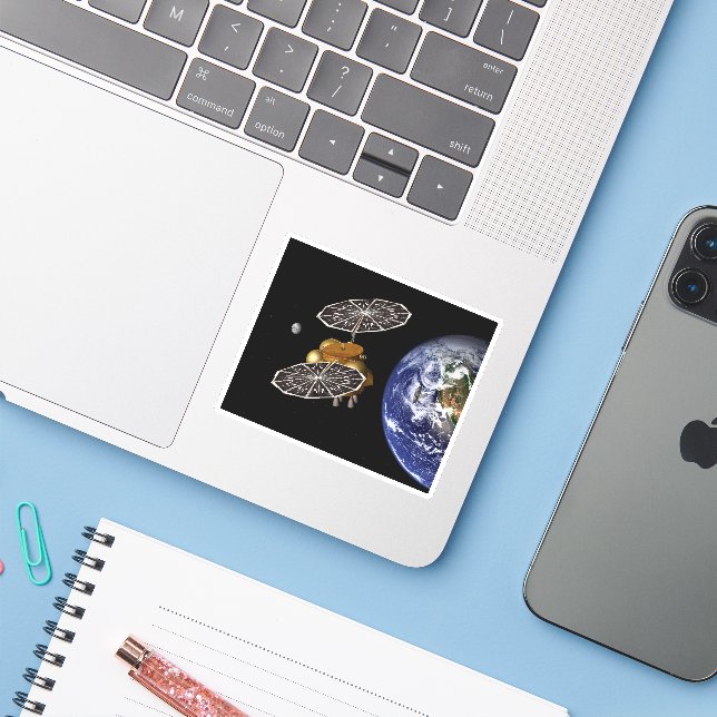 Separation Of Entry Vehicle On A Mars Mission. Sticker (Laptop w/ iPhone)