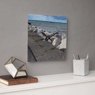 Separation of Lake Erie Colors Square Wall Clock