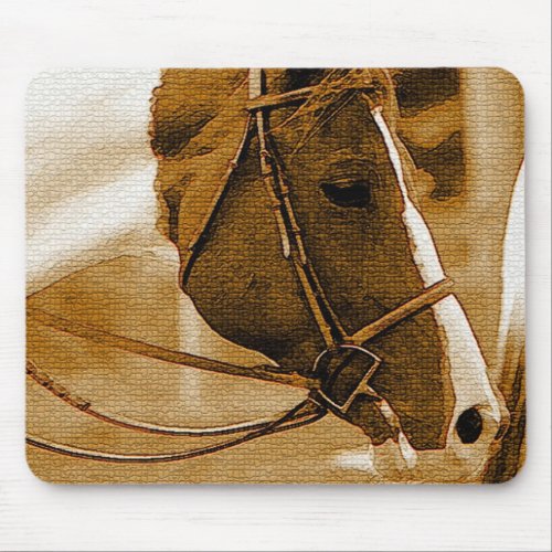 Sephia Horse Mosaics Mouse Pad