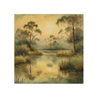 sephia landscape wood wall art