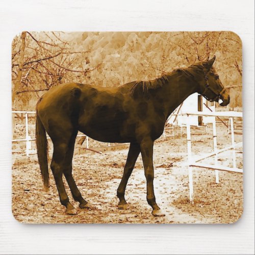 Sephia Pop Art Horse Mouse Pad