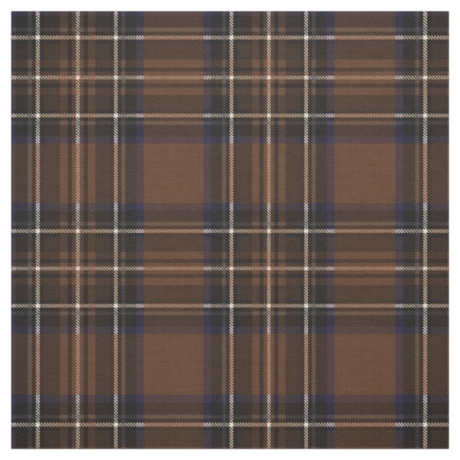 Sepia 6 dark coco brown/blue/white/black plaid fabric (Swatch)