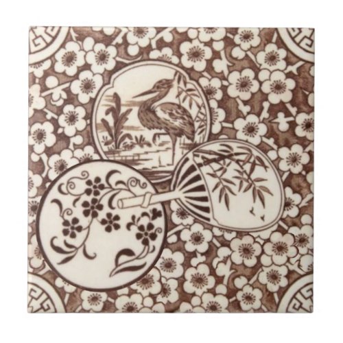 Sepia Aesthetic Japanese Style Antique Repro Tile